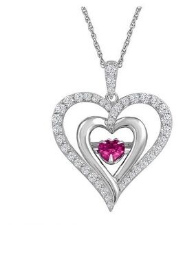 NWT! Ladies Sterling Silver Ruby “Dancing” Heart